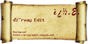Árvay Edit névjegykártya